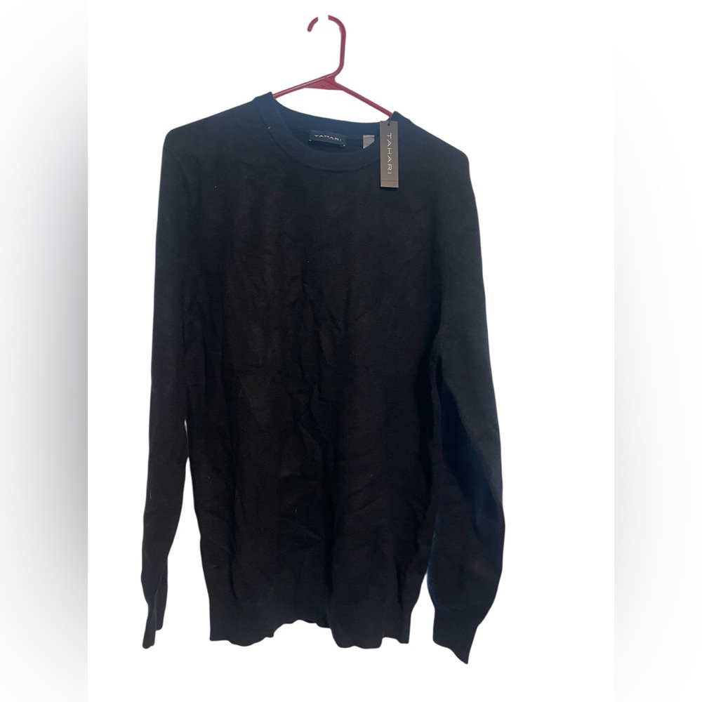 Tahari Men's Classic Black Crewneck Sweater